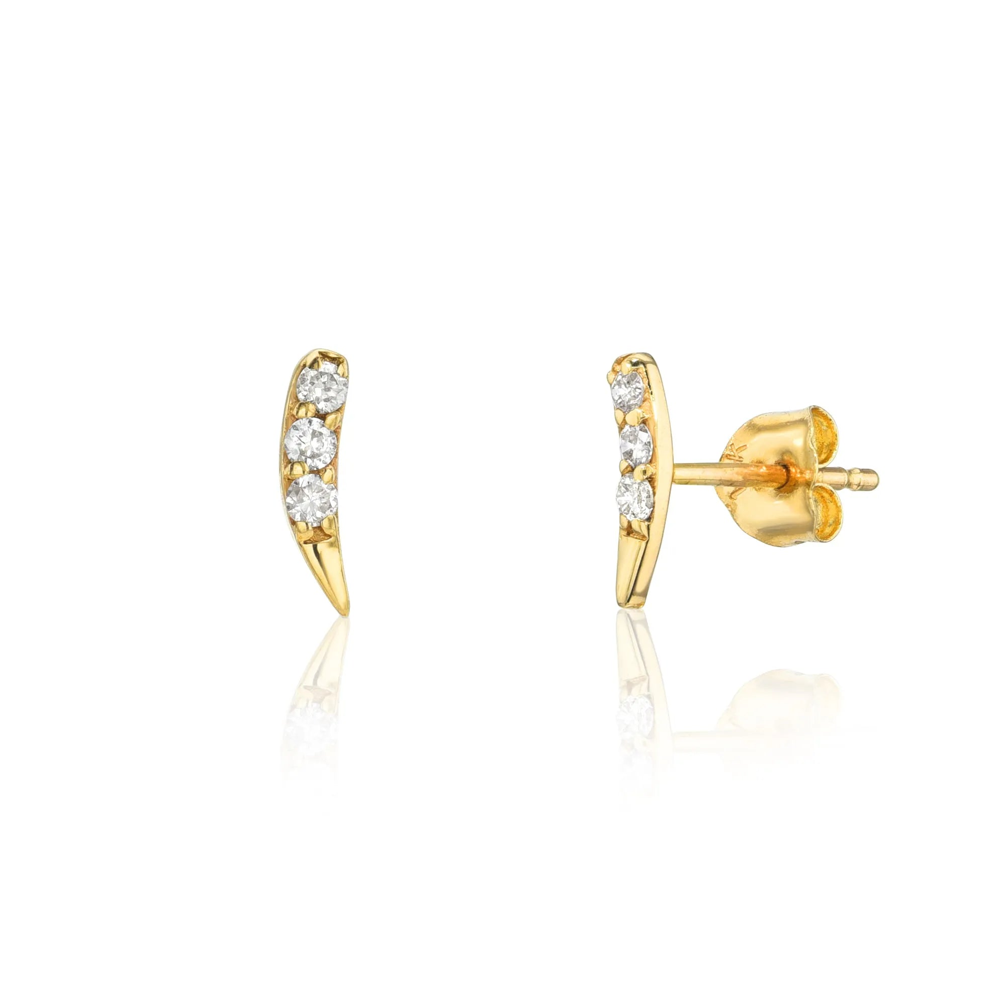 Diamond Trio Spike Studs — Earrings — Mama Bijoux fine jewelry