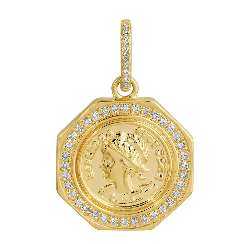 Diamond Coin Charm-Charms & Pendants-Mama Bijoux