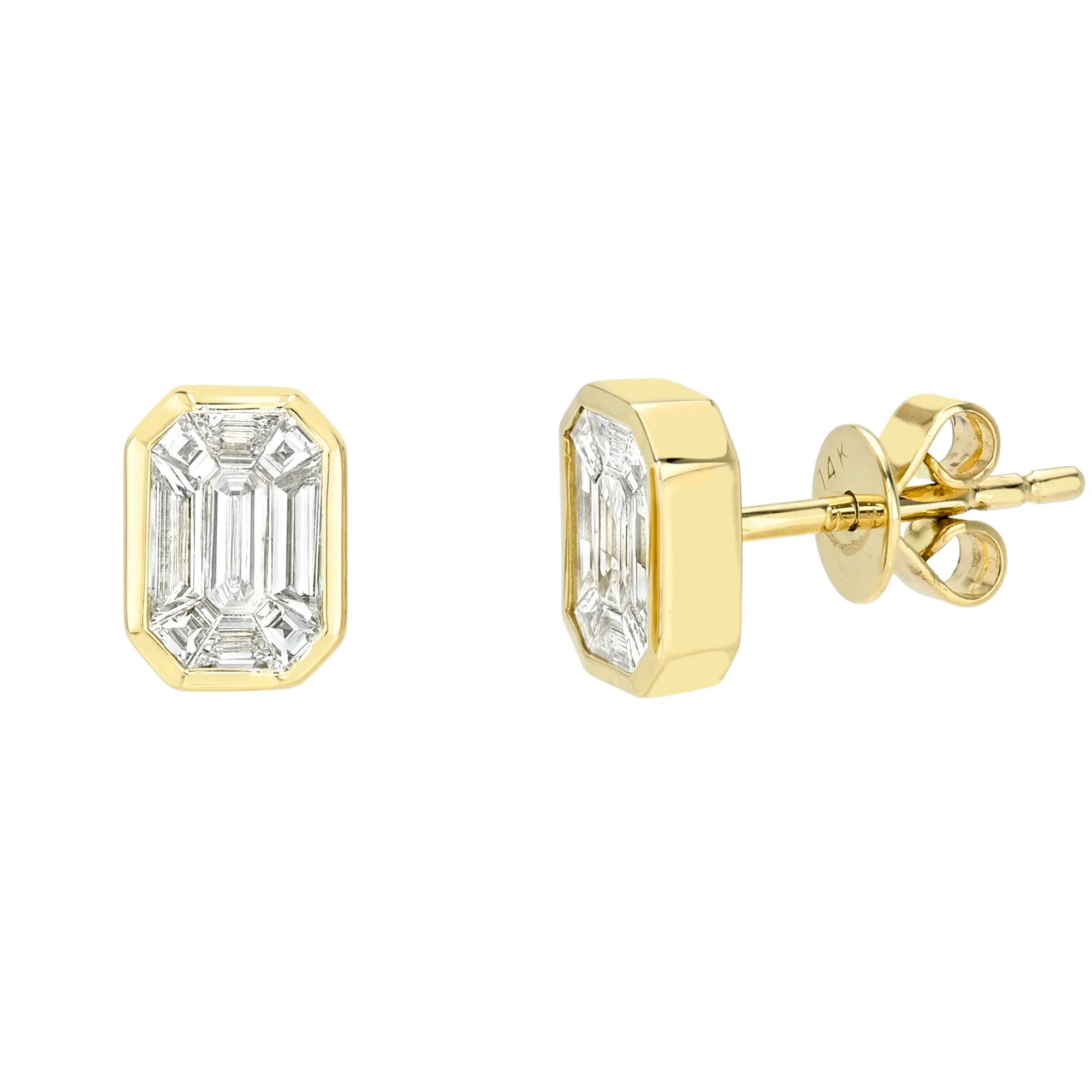Diamond Mosaic Bezeled Studs-Mama Bijoux