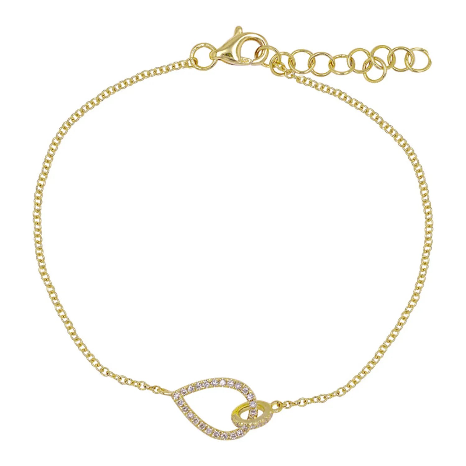 Diamond Pavé Open Pear Shaped Bracelet-Bracelets-Mama Bijoux