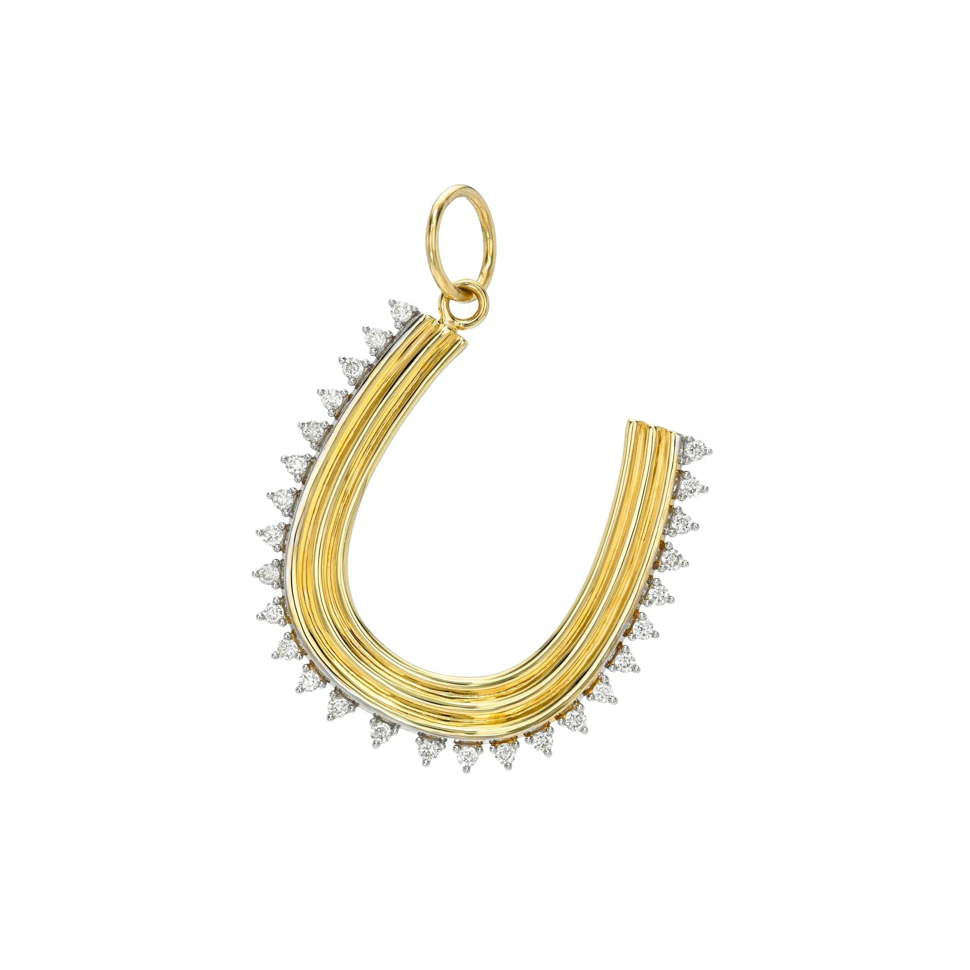 Diamond Spike Horseshoe Charm-Charms & Pendants-Mama Bijoux