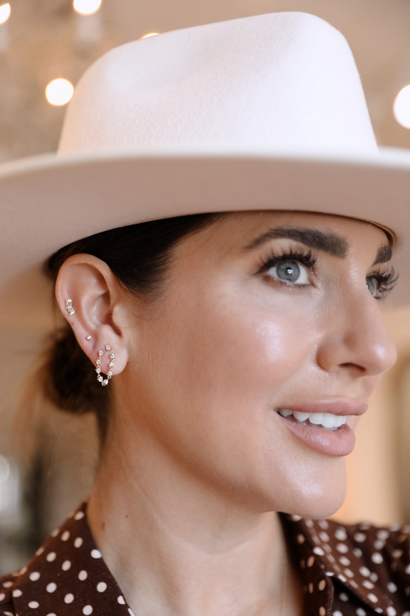 Double Stud Diamond Chain Earrings (.32 carat) — Earrings — Mama Bijoux fine jewelry