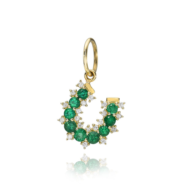 Emerald & Diamond Horseshoe Charm