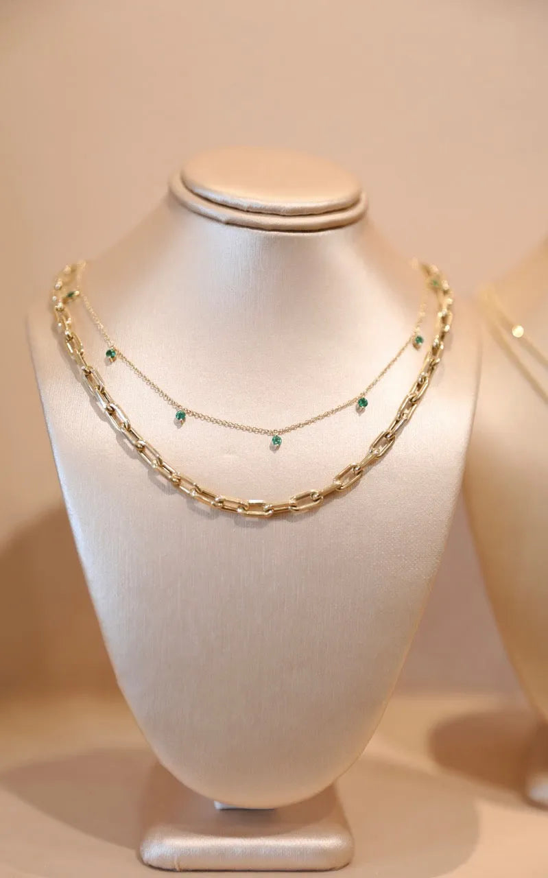 Floating Emerald Shaker Necklace — Necklaces — Mama Bijoux fine jewelry