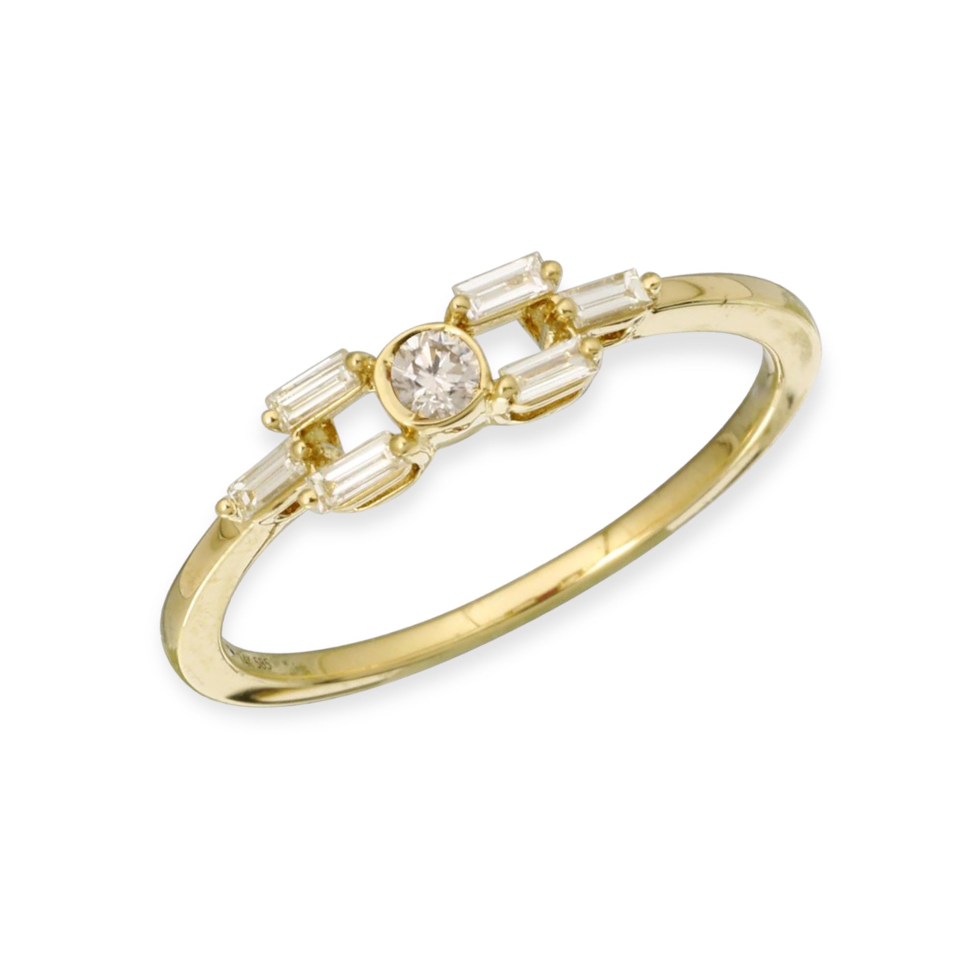 Forever Linked Baguette & Round Diamond Stacking Ring — Rings — Mama Bijoux fine jewelry