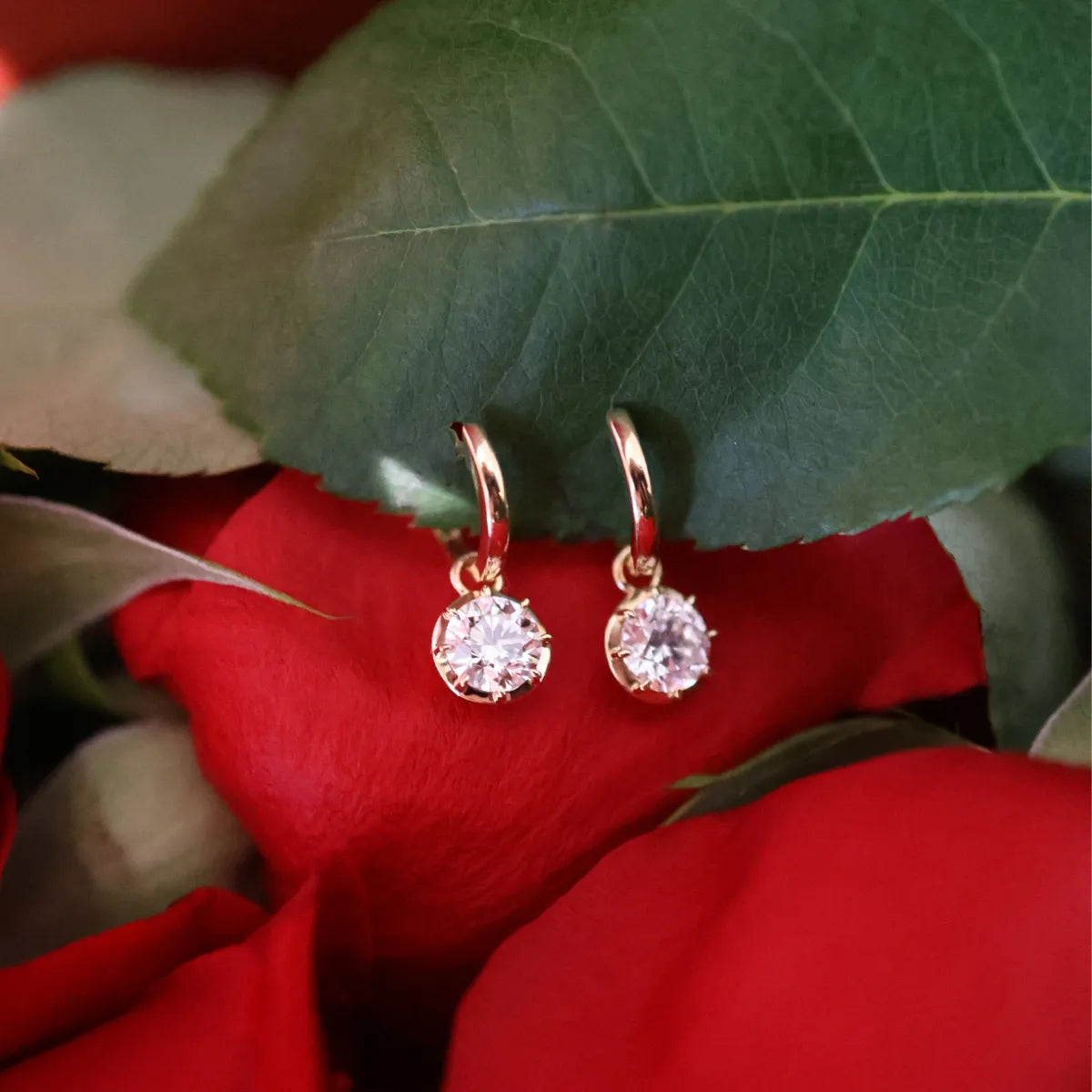 Georgian Button Back Diamond Drop Huggies (Lab Grown)-Earrings-Mama Bijoux