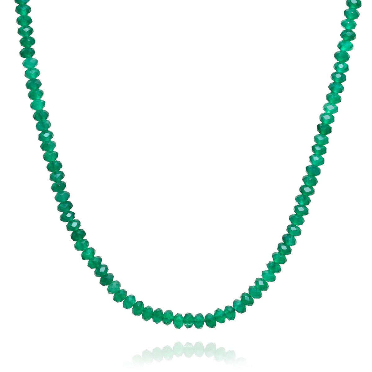 Green Agate Long Layering Beaded Necklace (24")-Necklaces-Mama Bijoux
