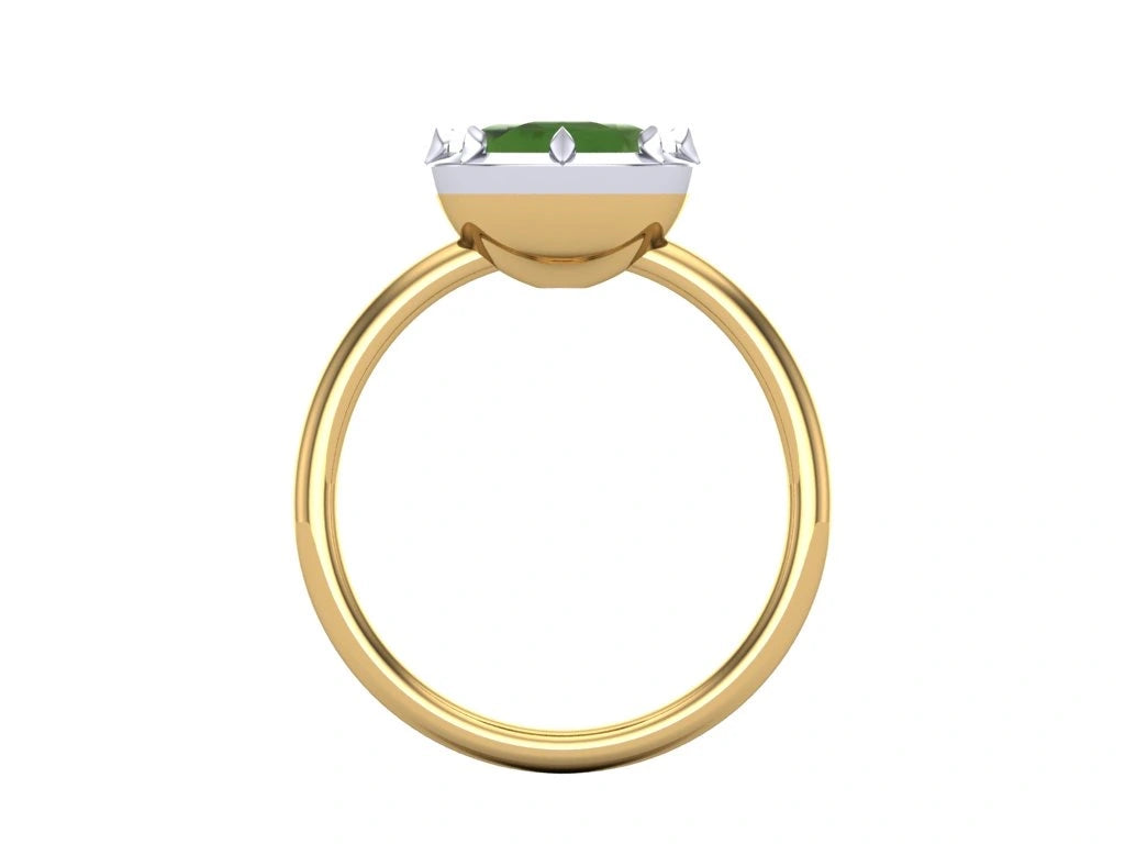 One of a Kind Natural Green Tourmaline Georgian Set Ring-Rings-Mama Bijoux
