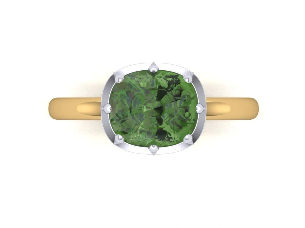 One of a Kind Natural Green Tourmaline Georgian Set Ring-Rings-Mama Bijoux