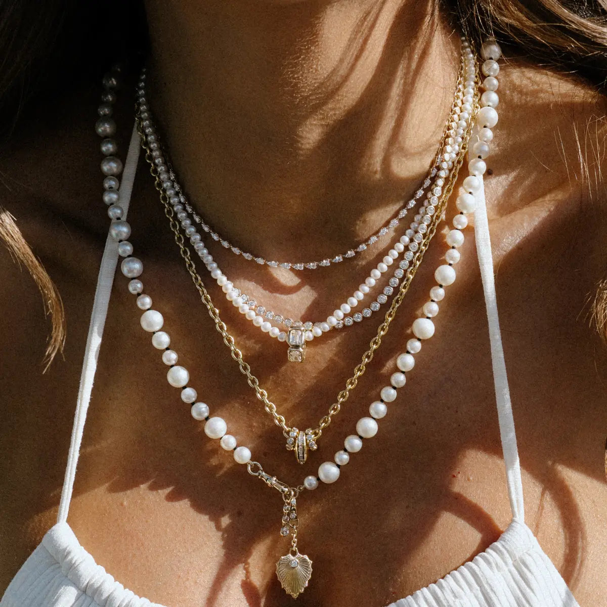 Illusion Pear Diamond Tennis & Chain Necklace Mama Bijoux Fine Jewelry 14k yellow gold natural diamonds