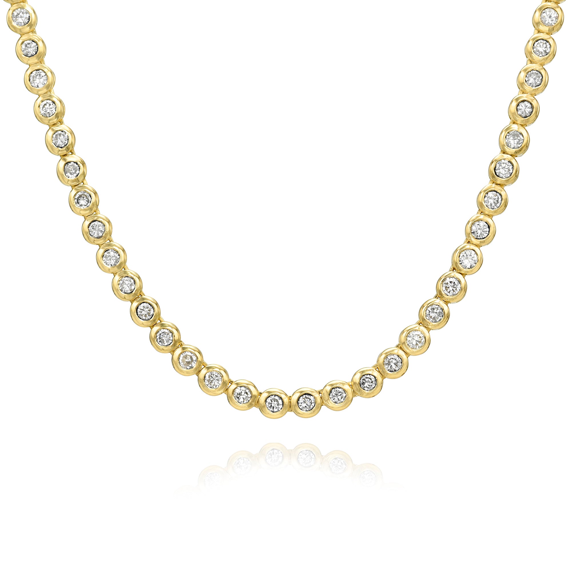 Bezel Set Natural Diamond Tennis Necklace (4.45ct)