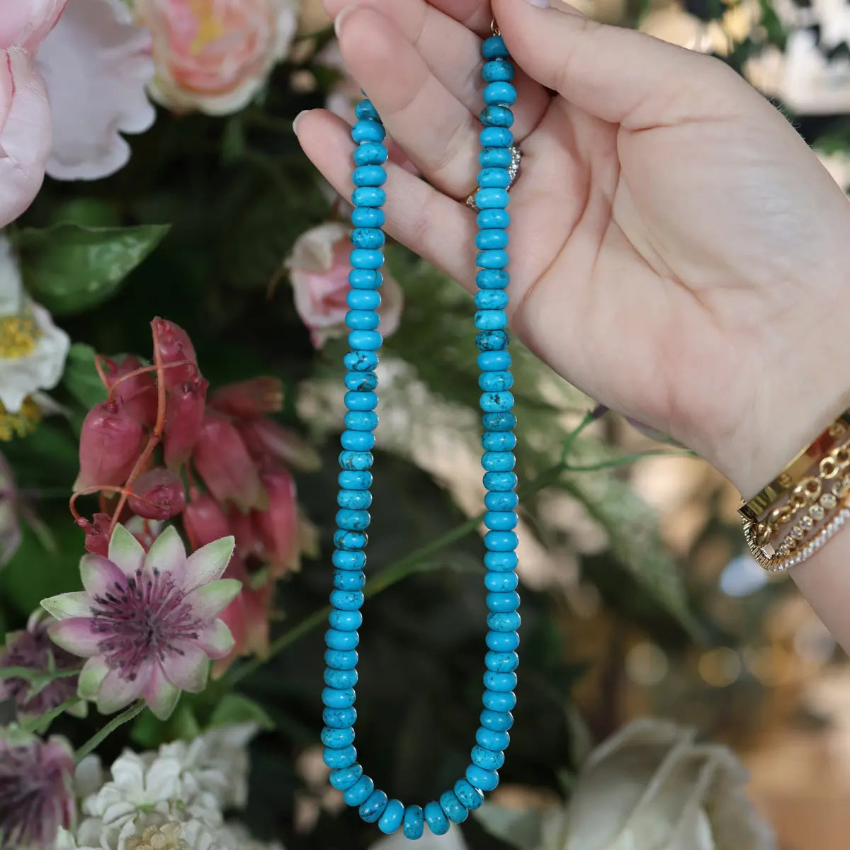 Large Beaded Turquoise Necklace Mama Bijoux Fine Jewelry