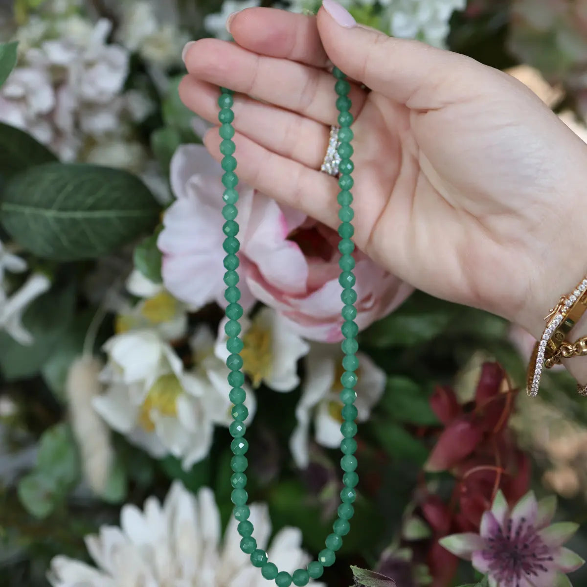 Large Round Beaded Aventurine Green Necklace Mama Bijoux Fine Jewelry