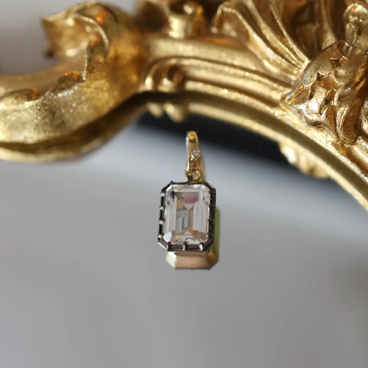 Large White Topaz Black Rhodium Pendant, Mama Bjjoux Fine Jewelry