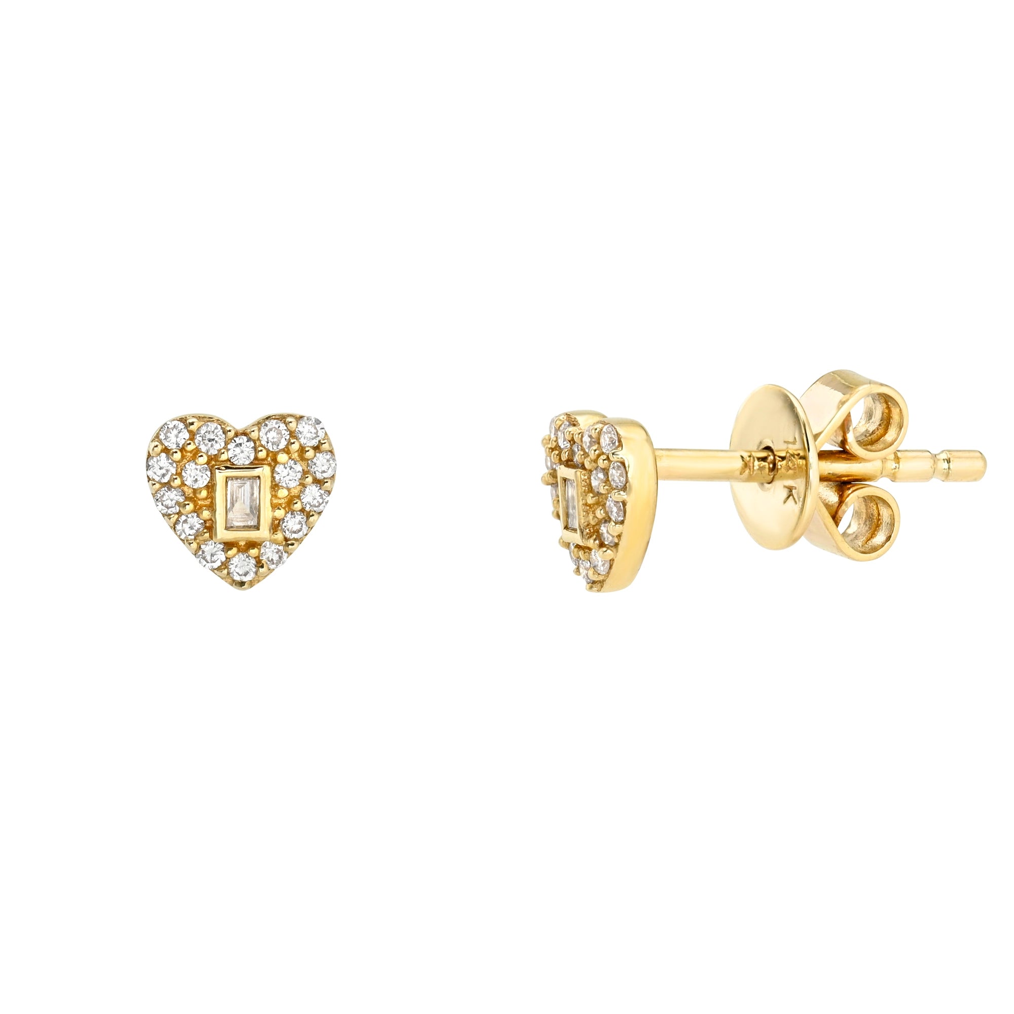 Locket Heart Studs Mama Bijoux Fine Jewelry 14k yellow gold natural diamonds