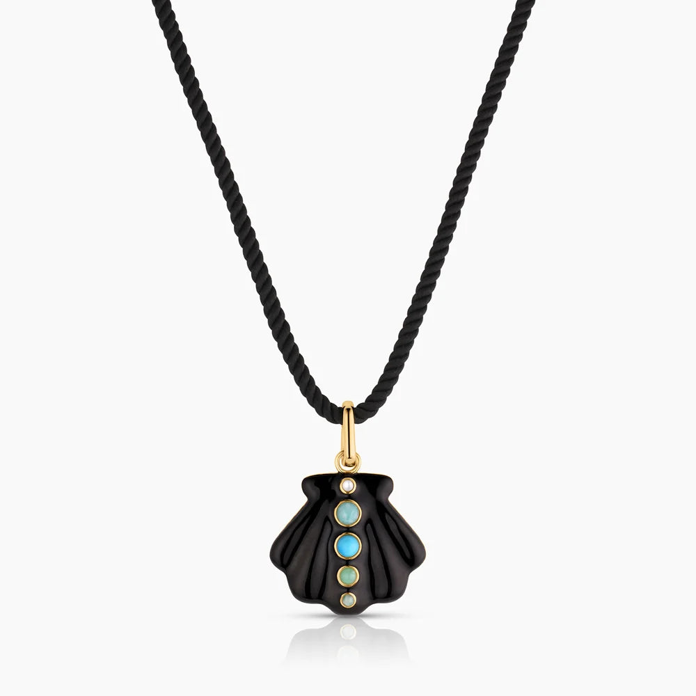 Maris Black Enamel Shell Clip-Charms & Pendants-Mama Bijoux