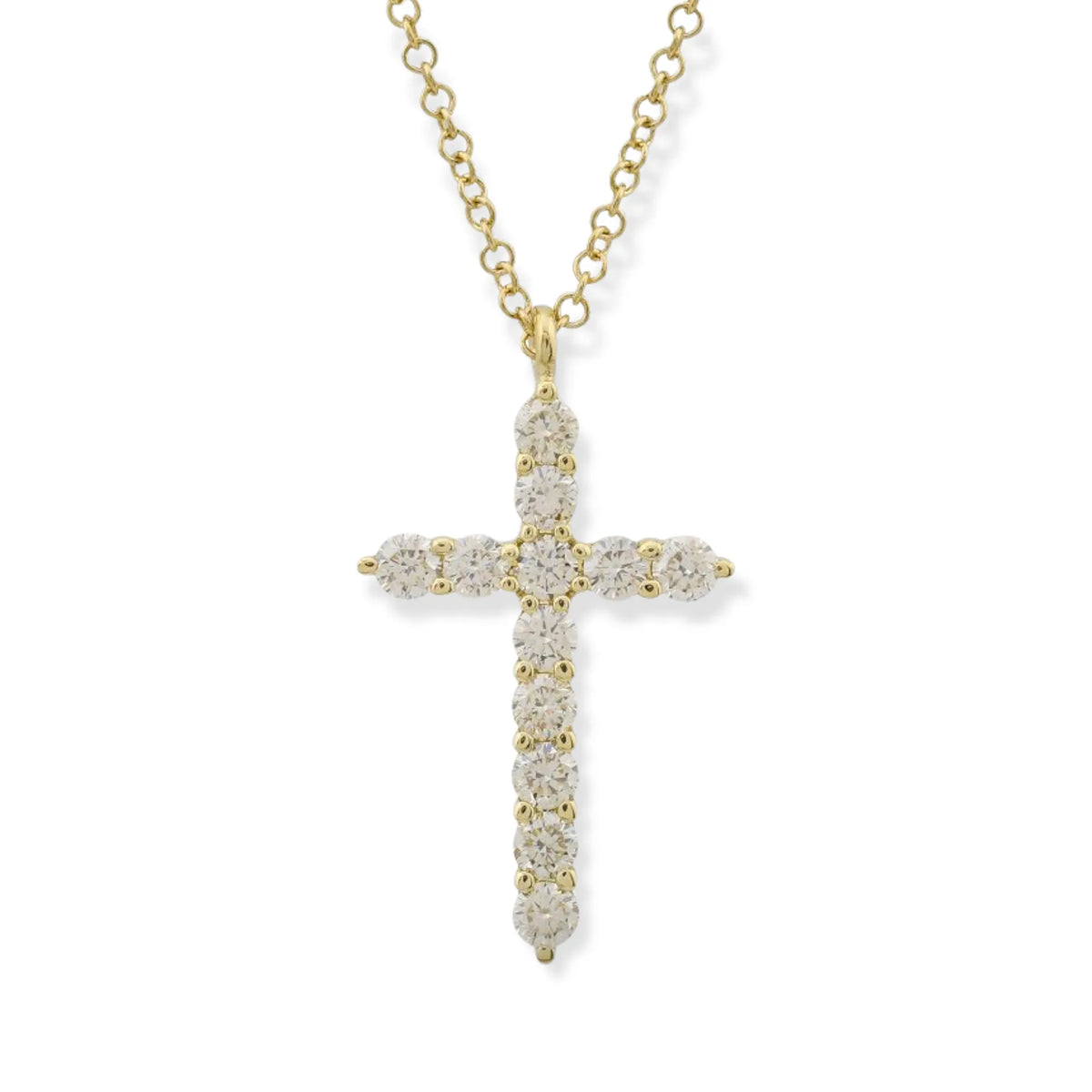 Medium Diamond Cross Necklace — Necklaces — Mama Bijoux fine jewelry