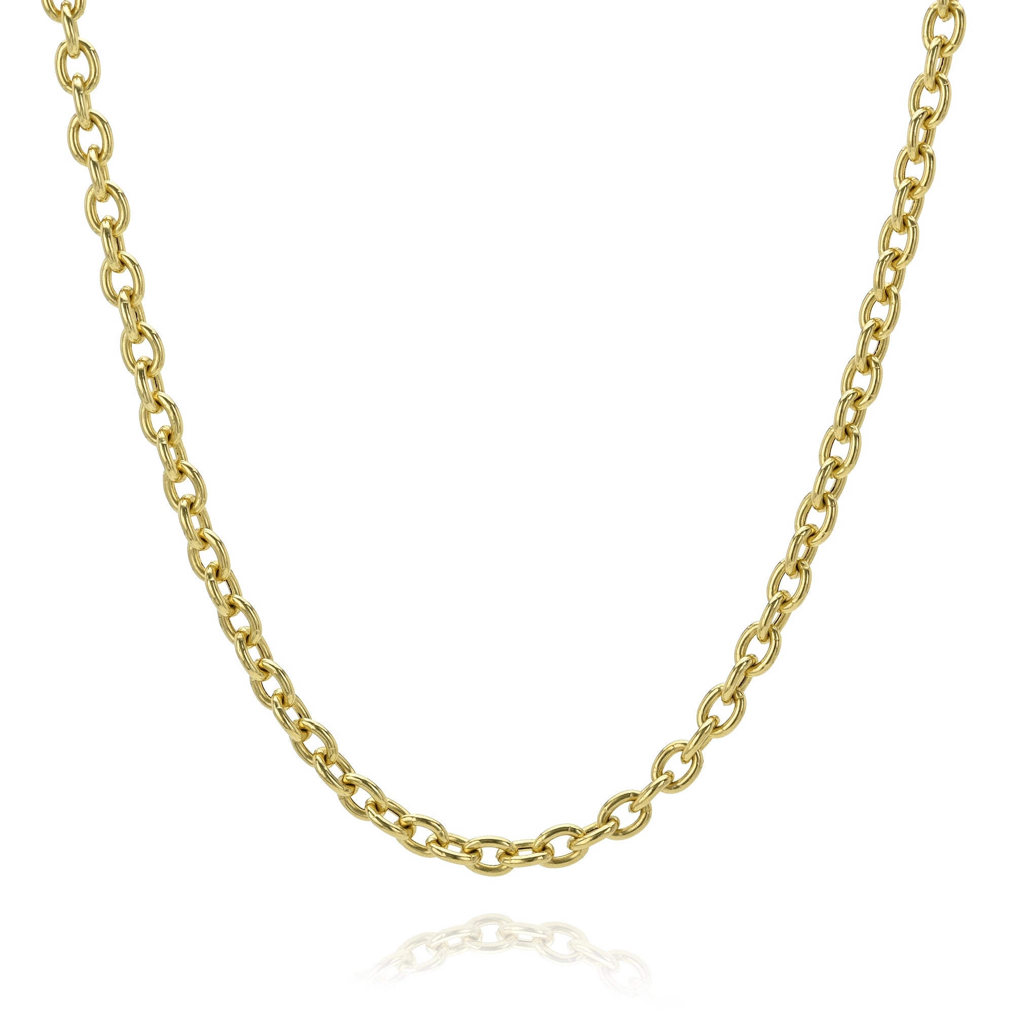 Medium Oval Link Chain Necklace Mama Bijoux Fine Jewelry 14k yellow gold