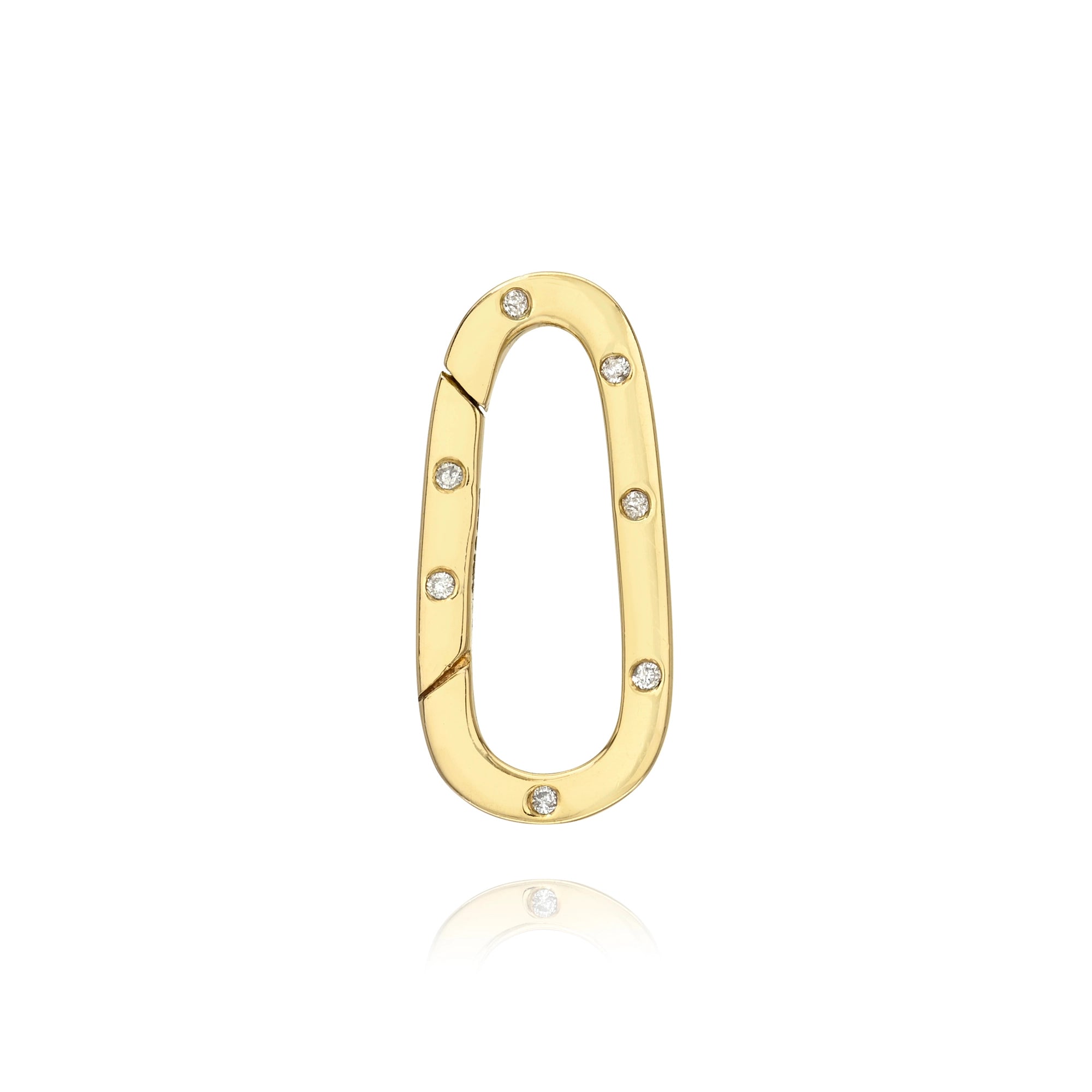 Medium Solid Gold & Diamond Inlay Carabiner Mama Bijoux Fine Jewelry 14k yellow gold natural diamonds