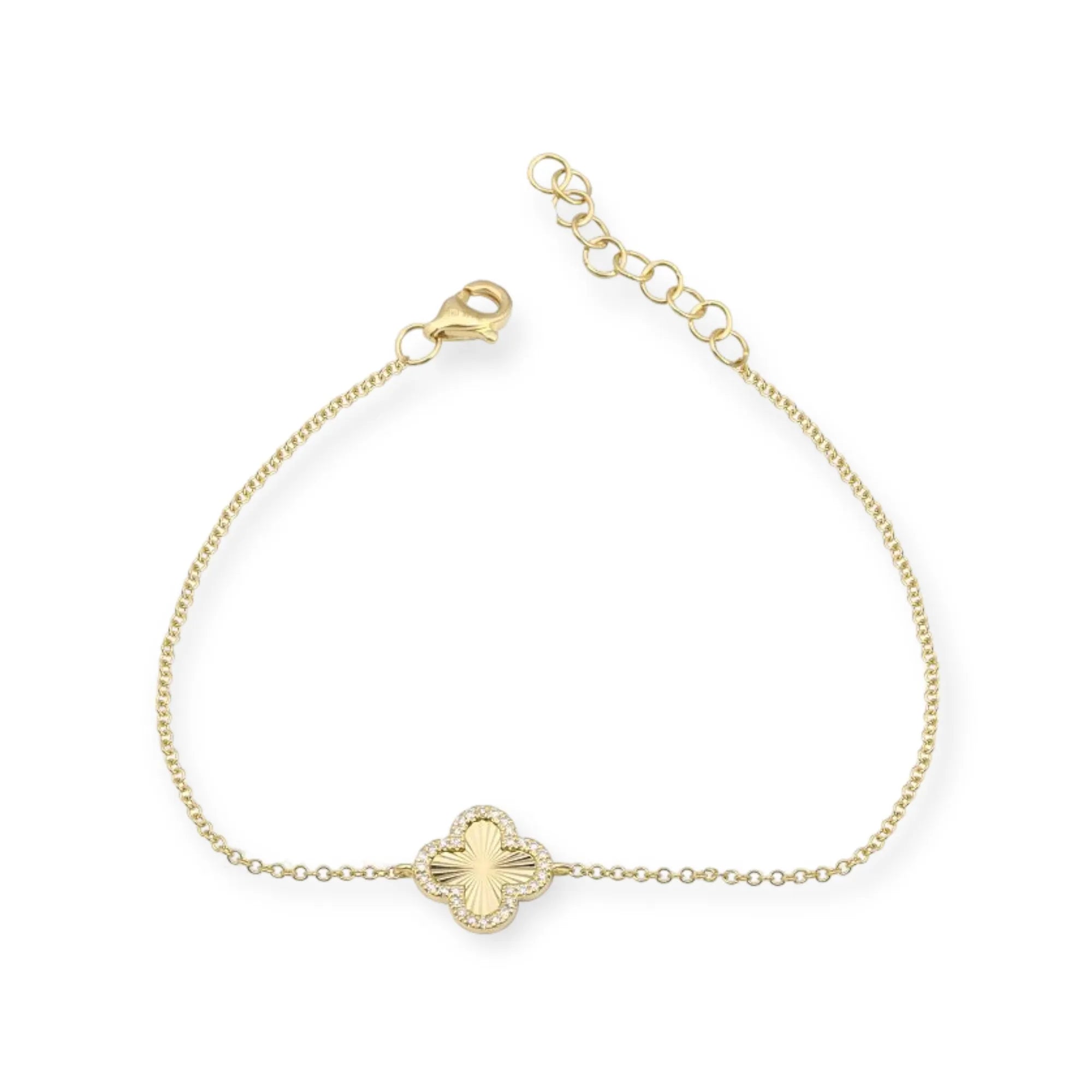 Fluted Four Leaf Clover Bracelet — Bracelets — Mama Bijoux fine jewelry