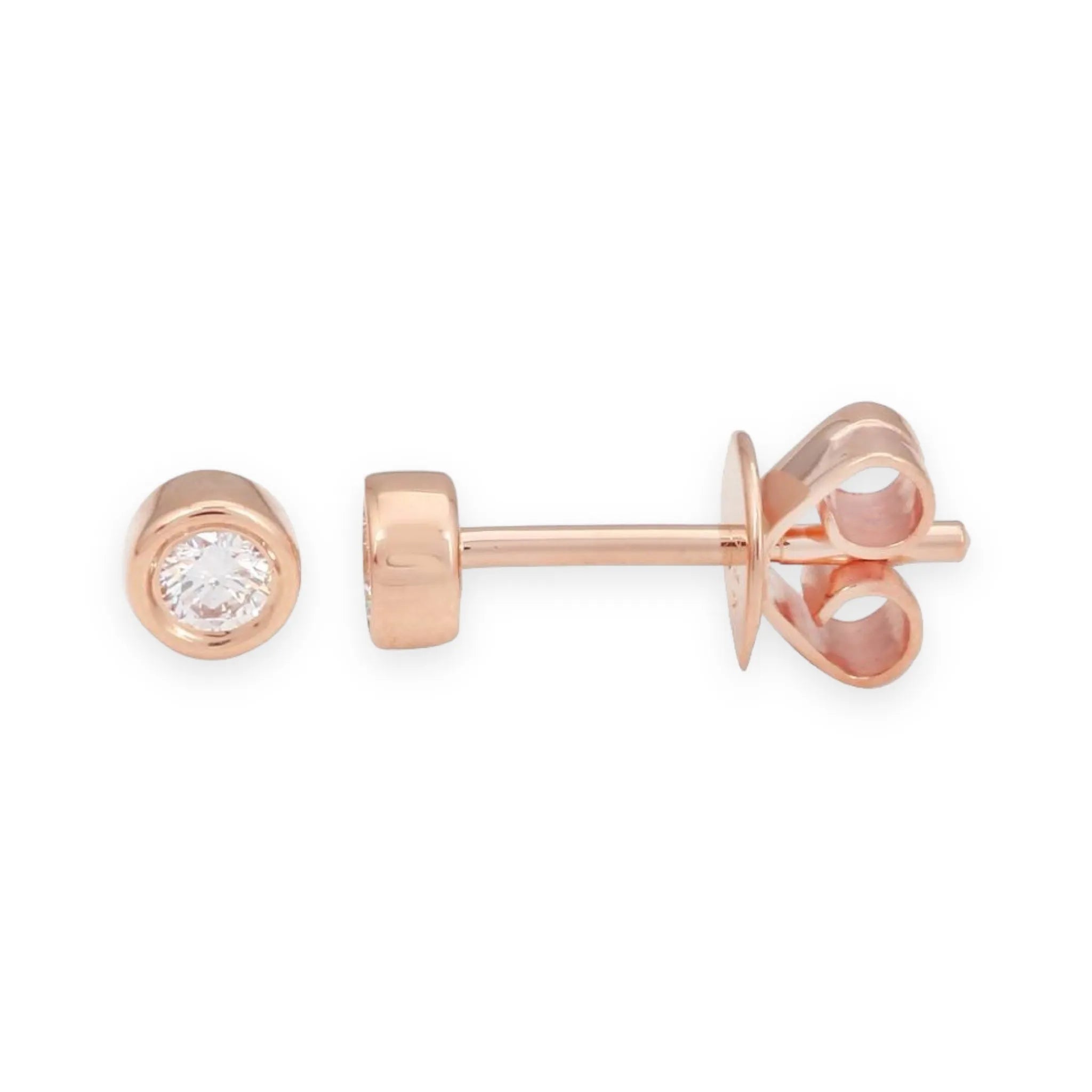 Mini Bezeled Round Diamond Studs — Earrings — Mama Bijoux fine jewelry