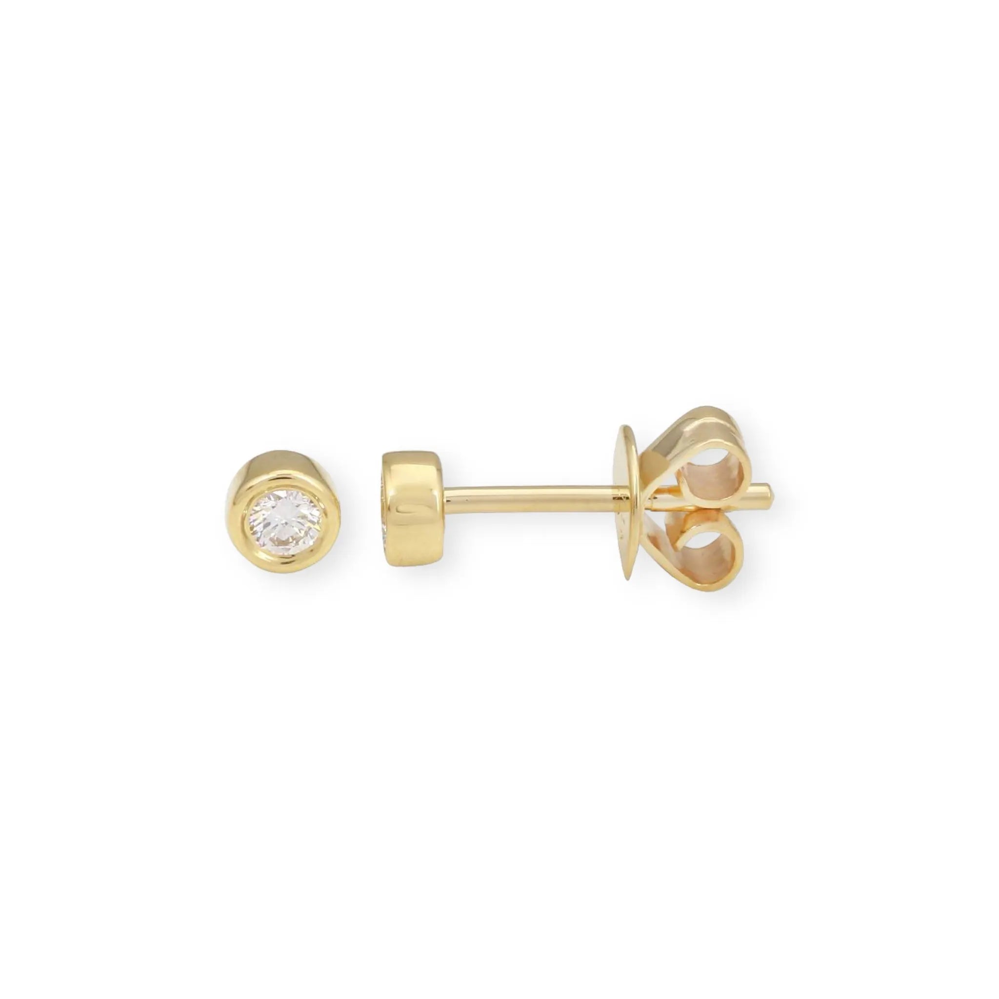 Mini Bezeled Round Diamond Studs — Earrings — Mama Bijoux fine jewelry