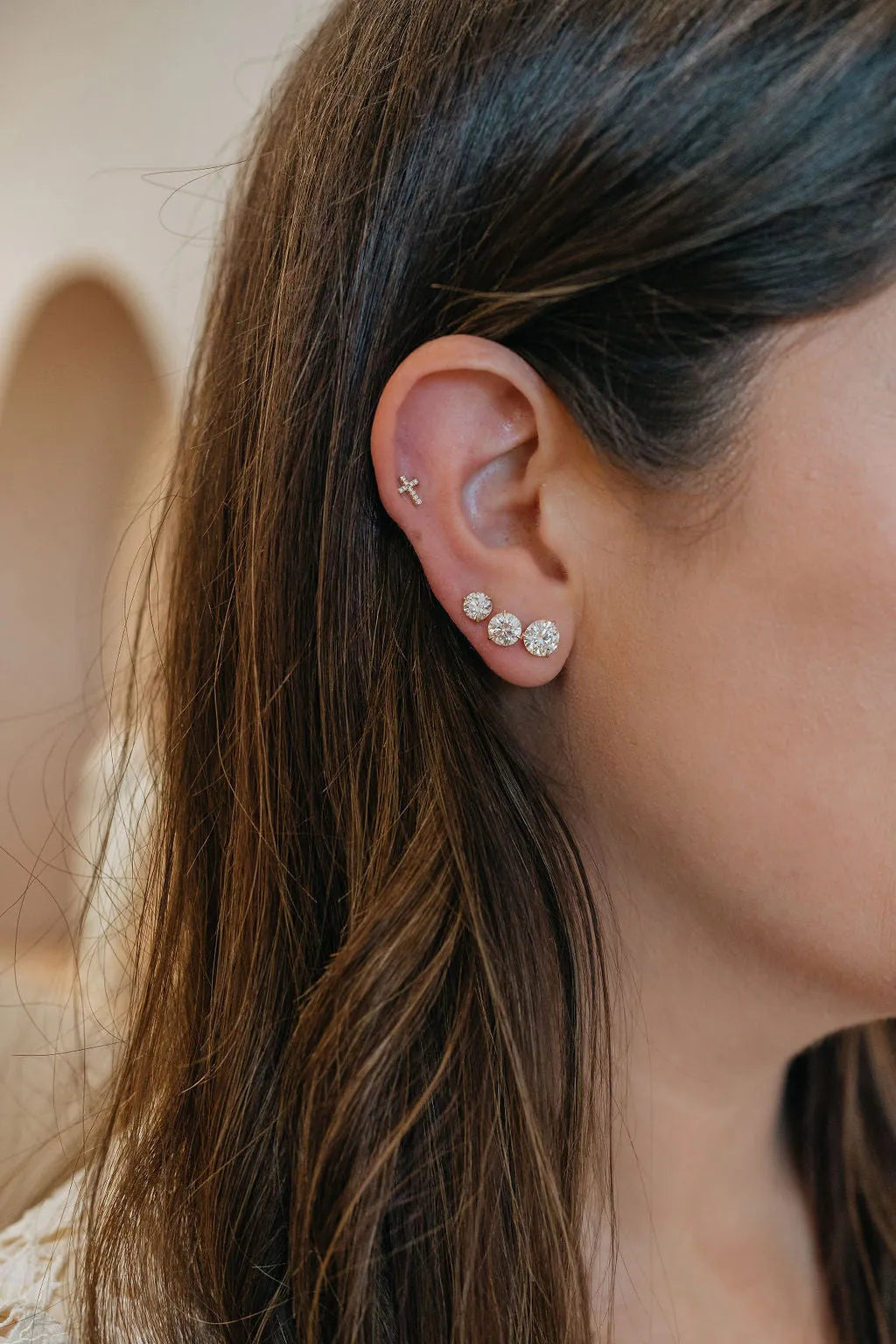 Mini Diamond Cross Studs — Earrings — Mama Bijoux fine jewelry