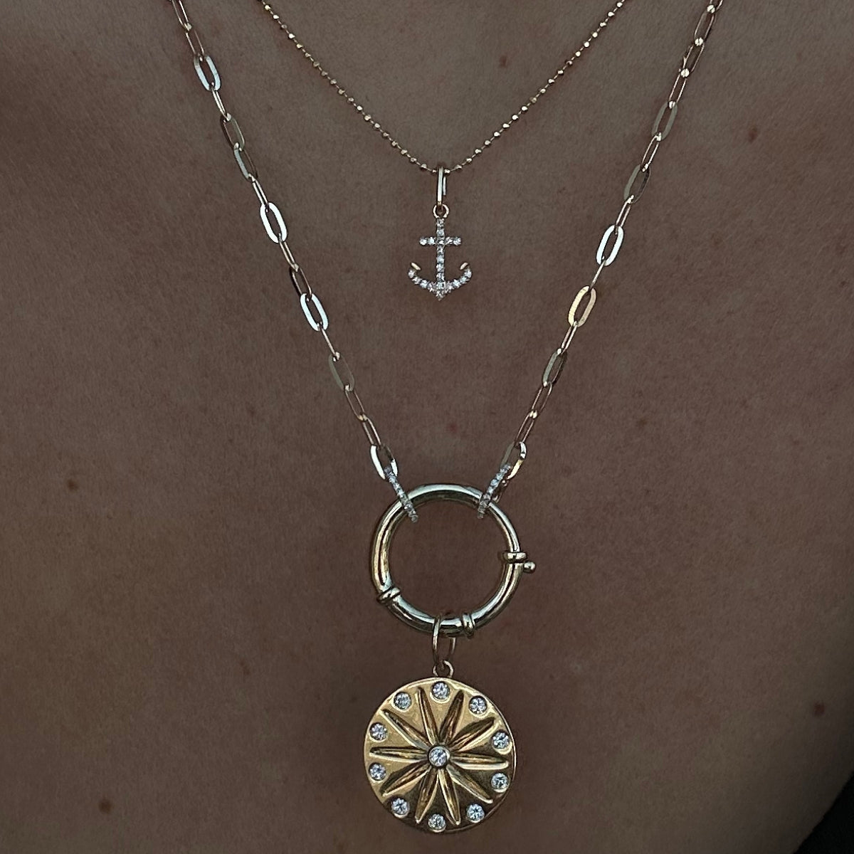 Mini Diamond Anchor Charm + Enhancer — Charms & Pendants — Mama Bijoux fine jewelry