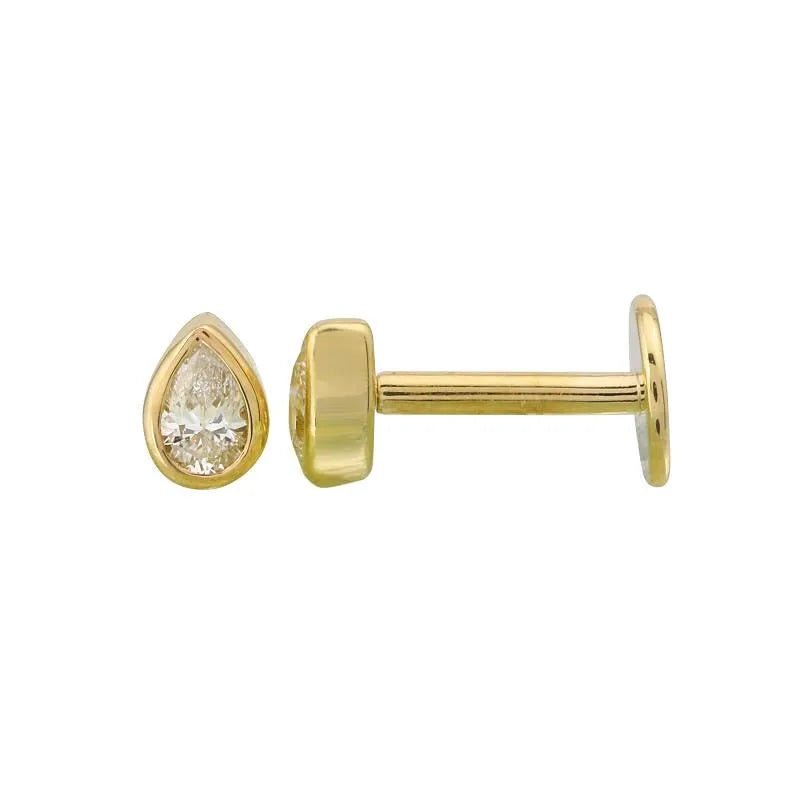 Mini Diamond Bezel Pear Flat Back Studs — Earrings — Mama Bijoux fine jewelry
