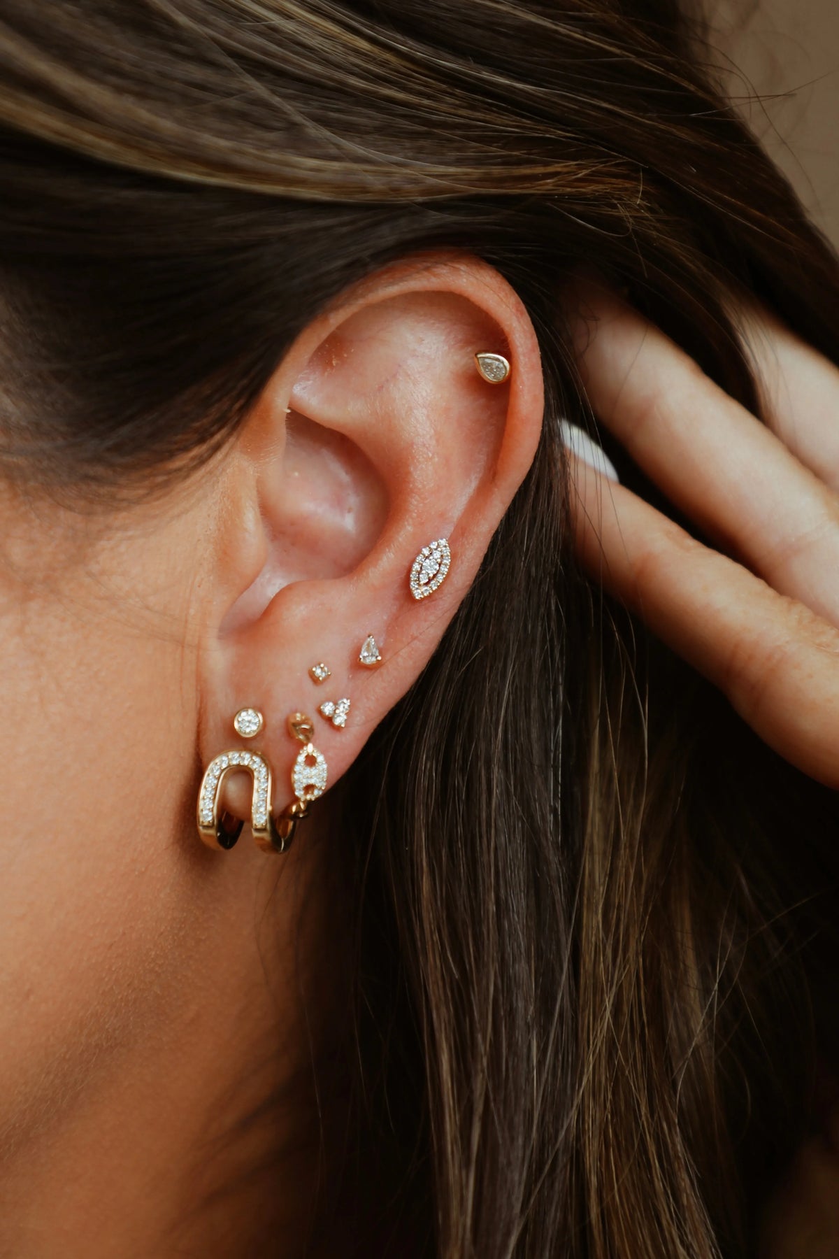 Mini Diamond Trio Stud Earrings — Earrings — Mama Bijoux fine jewelry