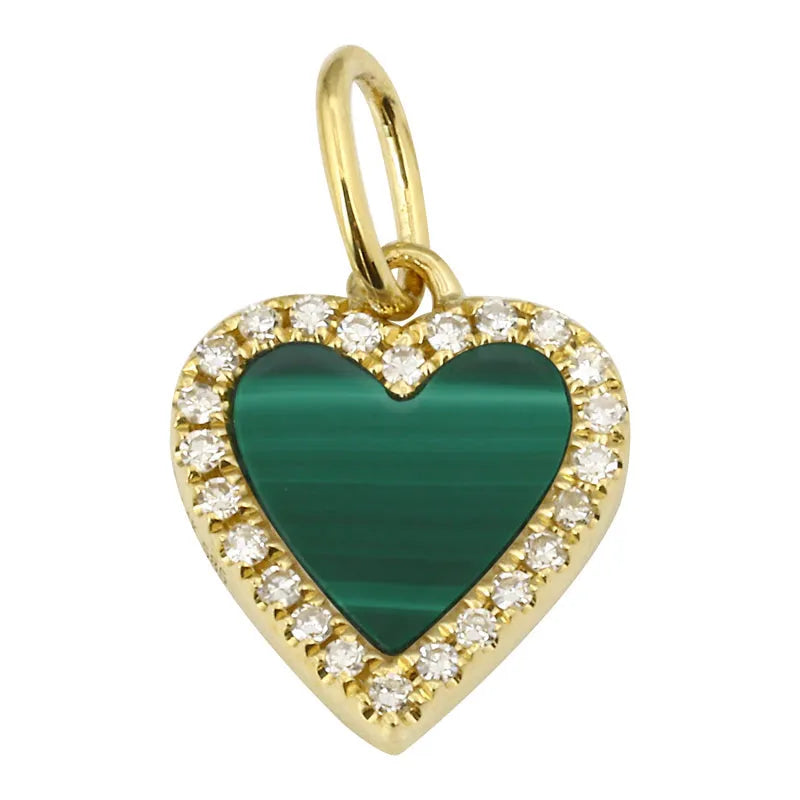 Mini Malachite Heart Charm — Charms & Pendants — Mama Bijoux fine jewelry
