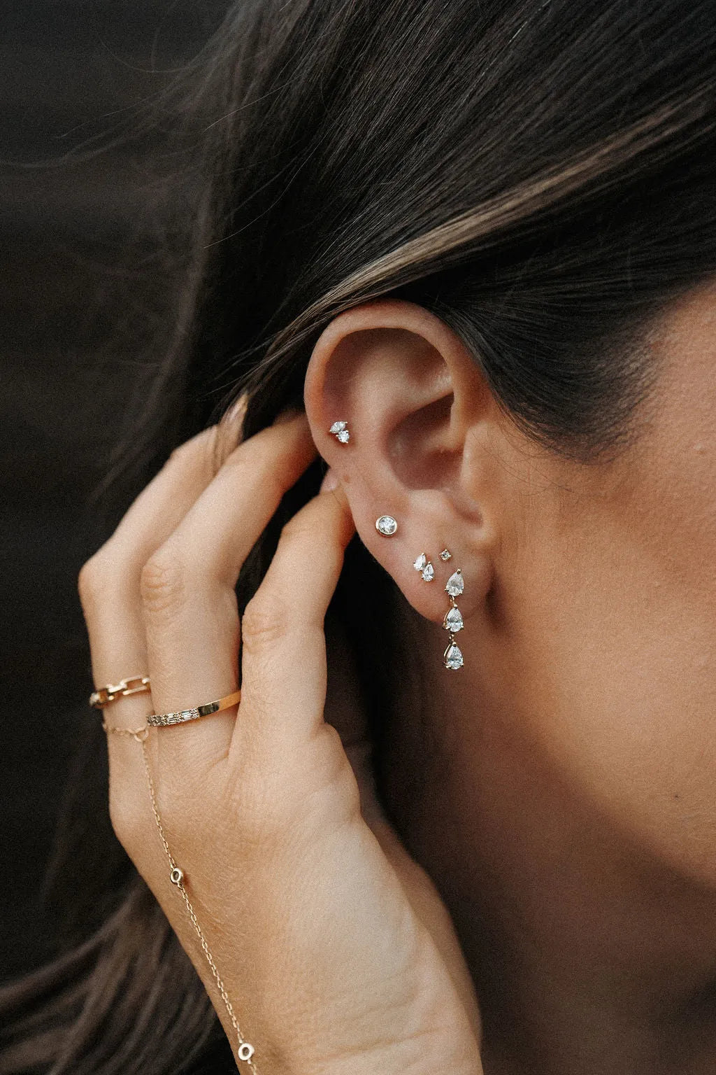 Mini Marquise & Round Diamond Studs — Earrings — Mama Bijoux fine jewelry