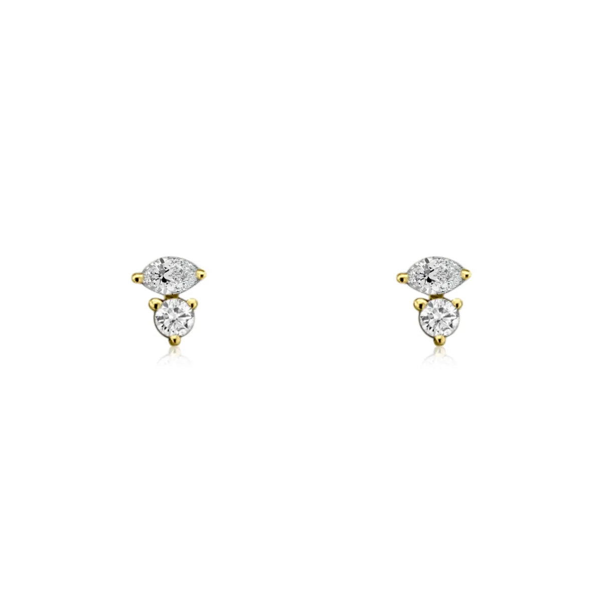 Mini Marquise & Round Diamond Studs — Earrings — Mama Bijoux fine jewelry