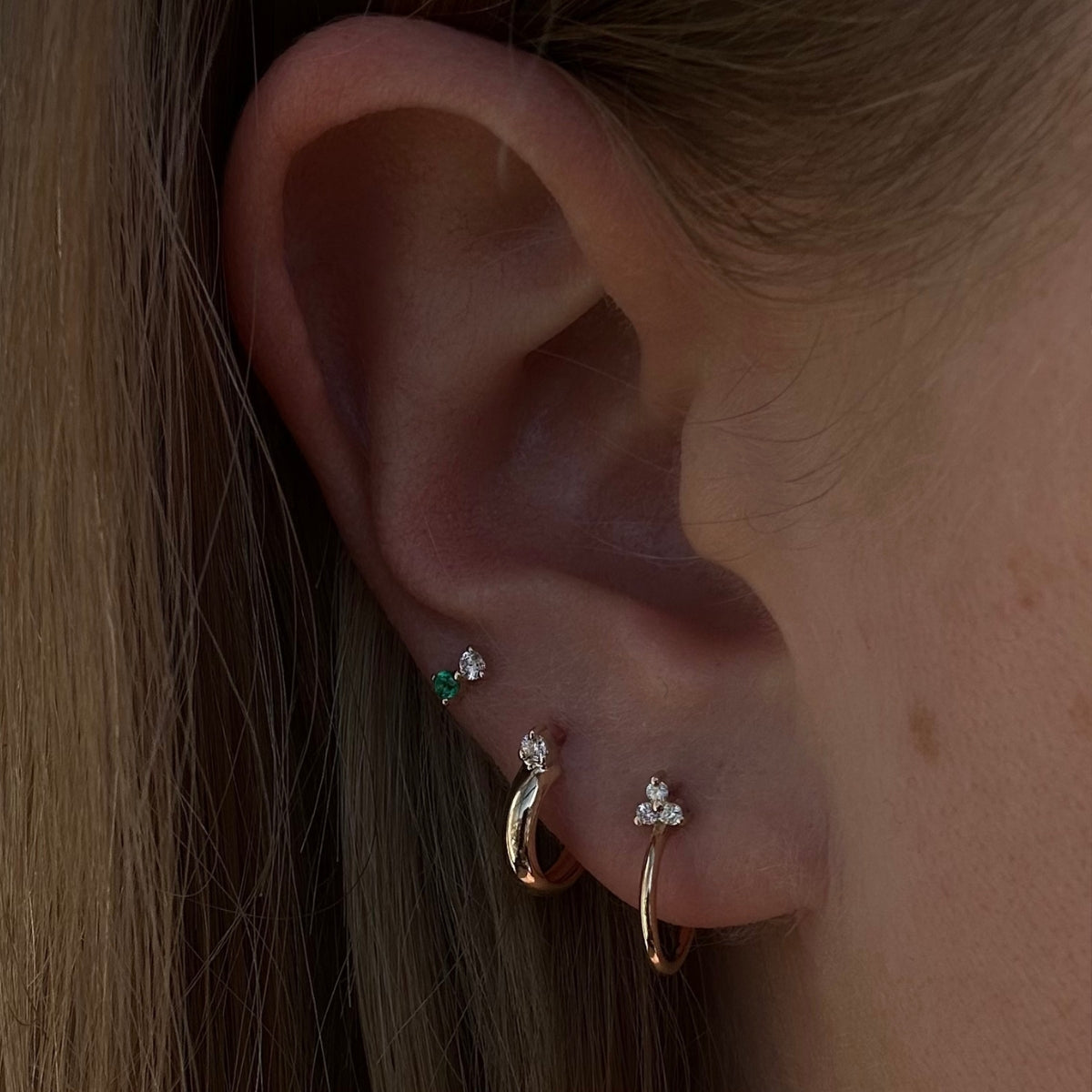 Mini Diamond Huggie Studs โ Earrings โ Mama Bijoux fine jewelry