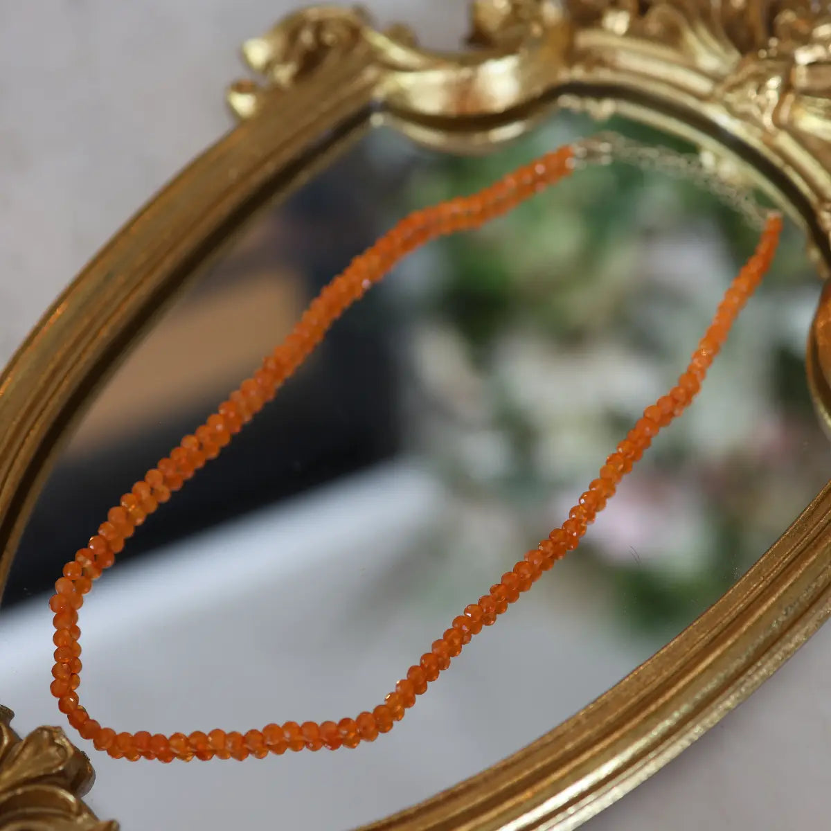 Mini Beaded Orange Carnelion Necklace Mama Bijoux Fine Jewelry