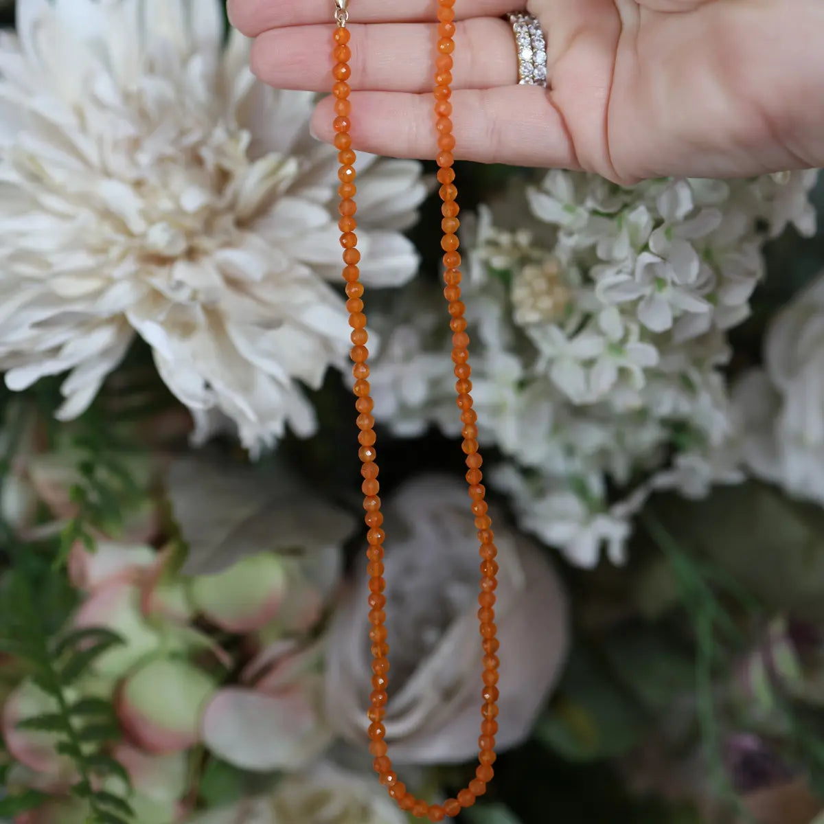 Mini Beaded Orange Carnelion Necklace Mama Bijoux Fine Jewelry