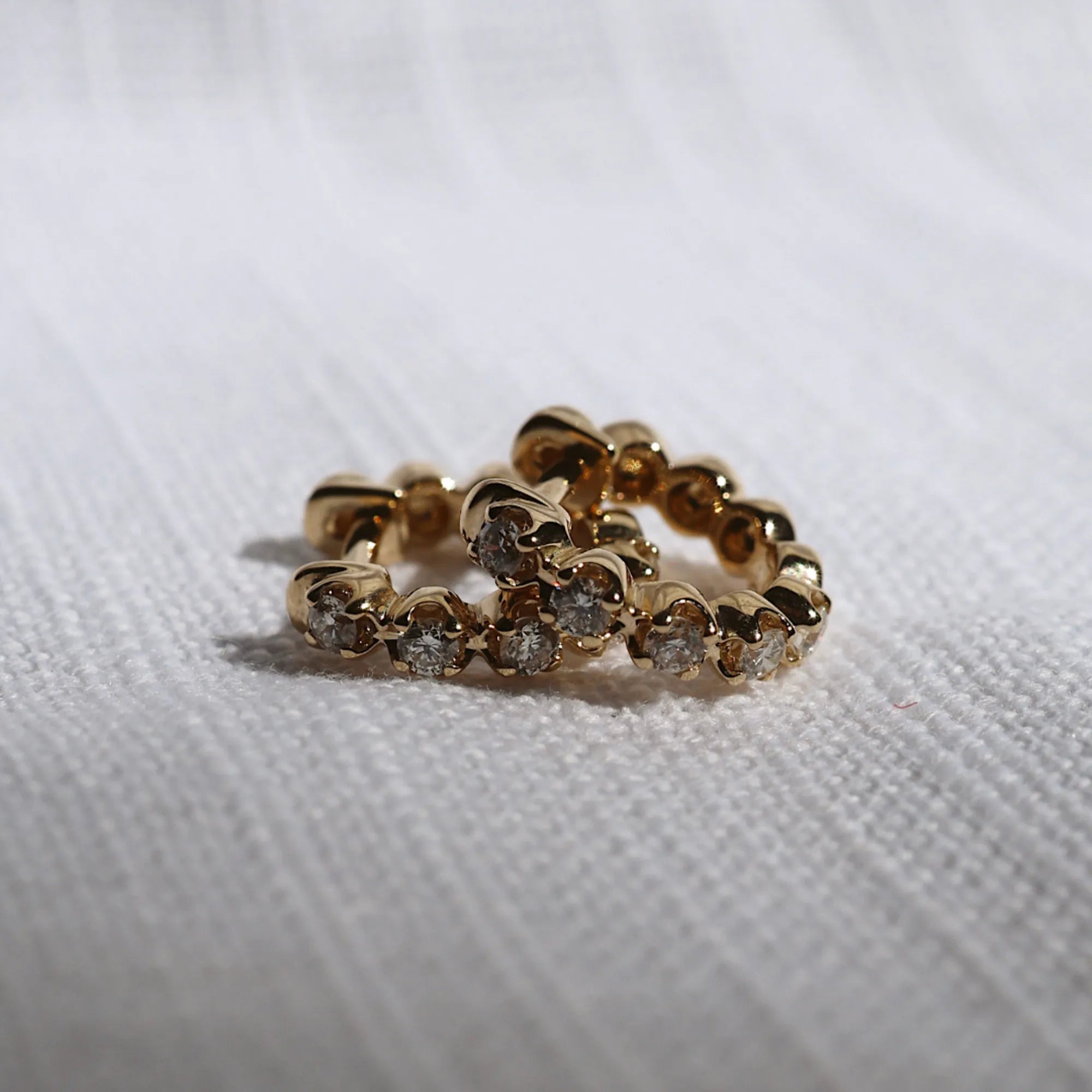 Mini Crown Diamond Huggie Earrings-Earrings-Mama Bijoux