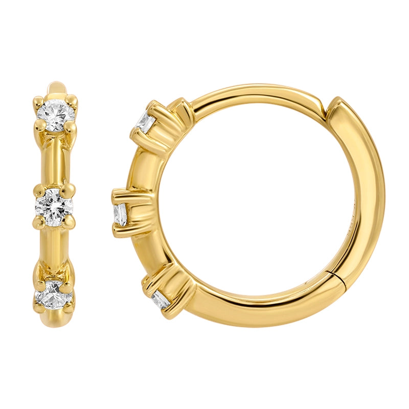 Mini Station Trio Diamond Huggies Mama Bijoux Fine Jewelry 14k yellow gold natural diamonds