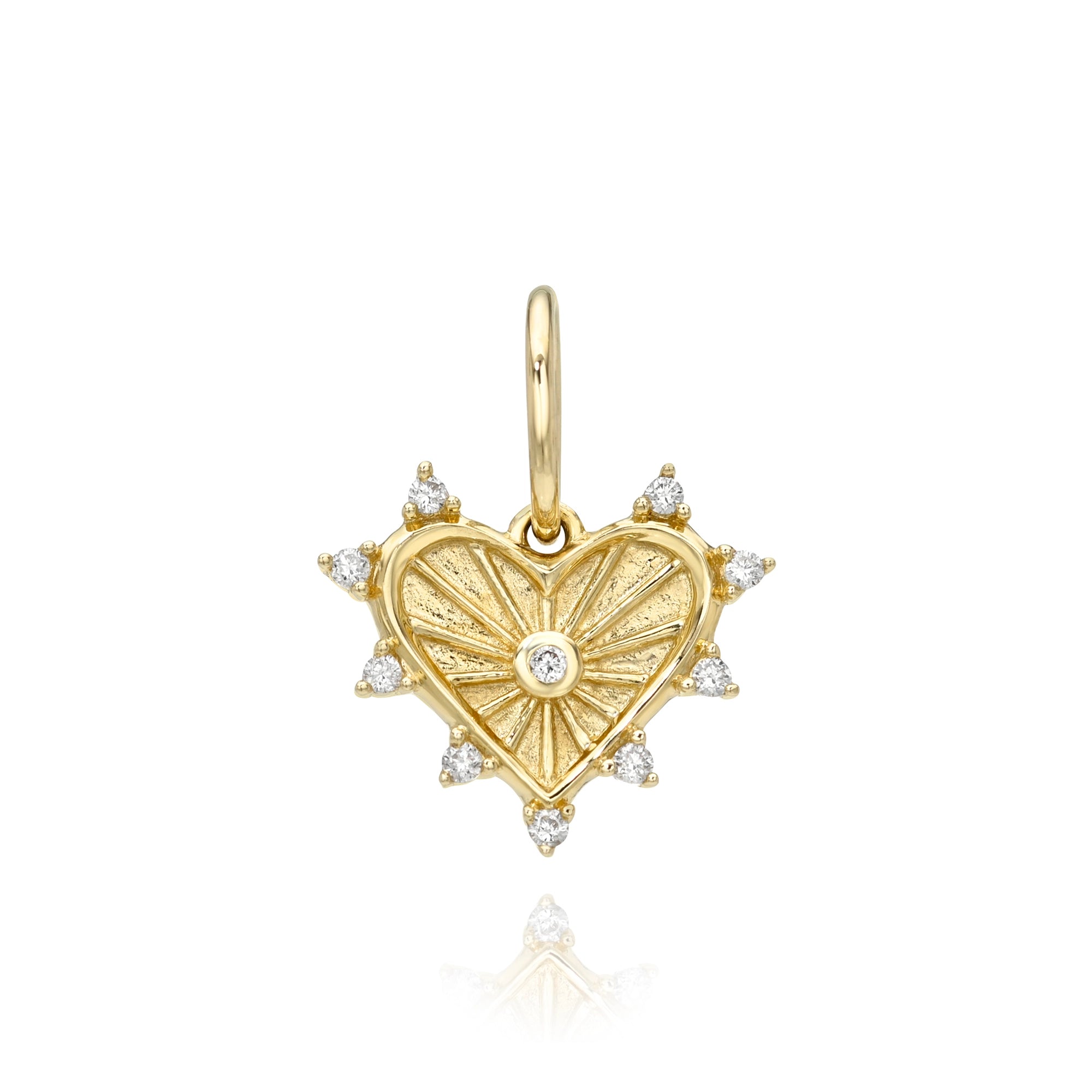 Mini Warrior Goddess Heart Charm Mama Bijoux Fine Jewelry 14k yellow gold natural diamonds