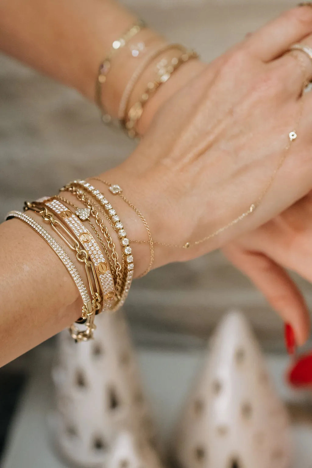 Mixed Round & Paperclip Chain Link Bracelet — Bracelets — Mama Bijoux fine jewelry