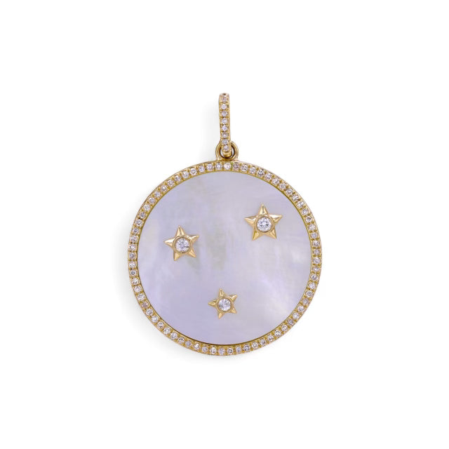 Mother of Pearl Star Trio Medallion Charm — Charms & Pendants — Mama Bijoux fine jewelry