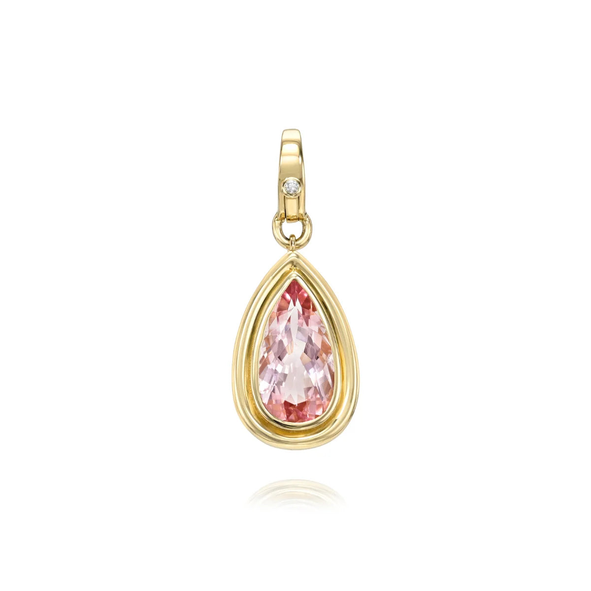 Natural Morganite Pear Drop Pendant Mama Bijoux Fine Jewelry 14k yellow gold
