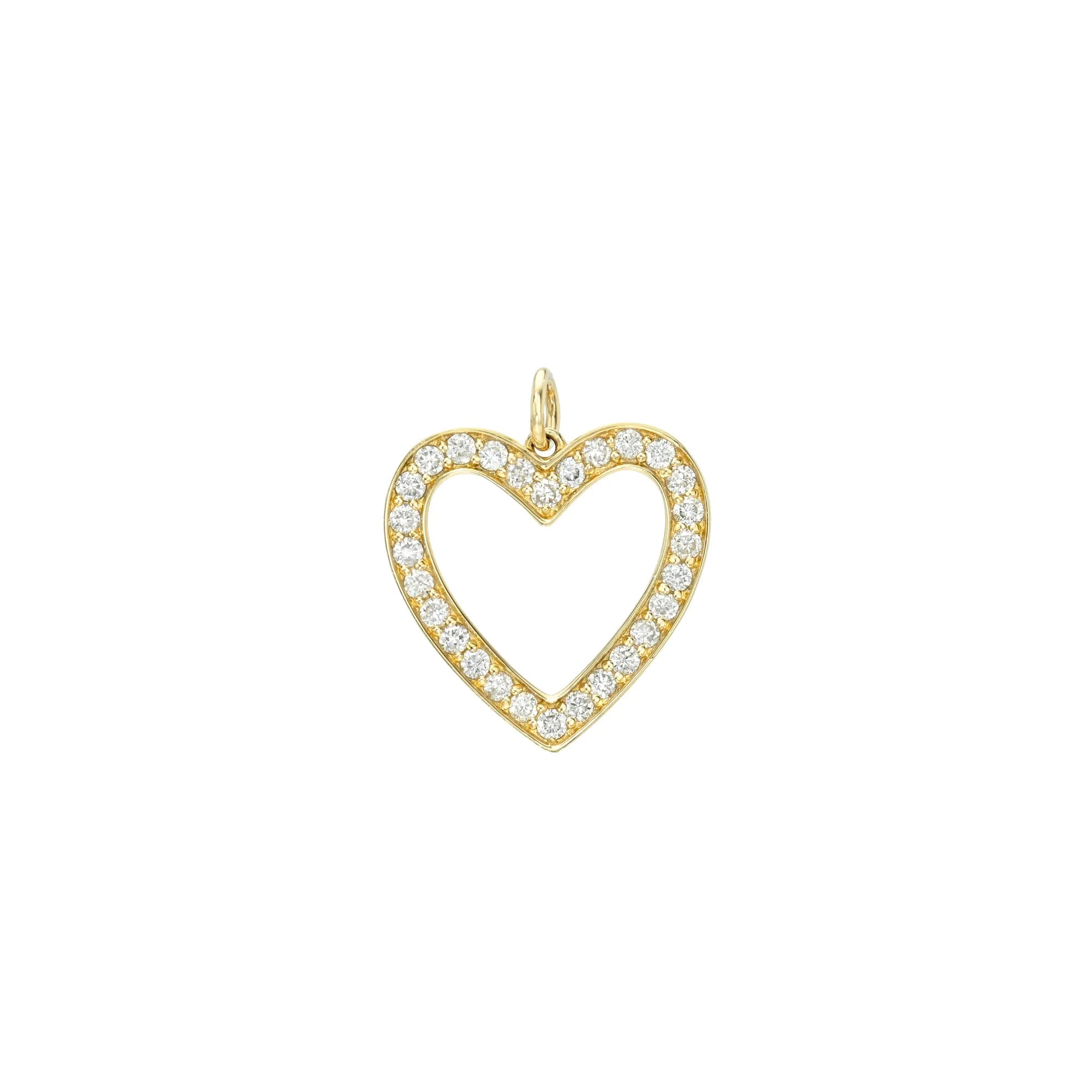 Open Heart Diamond Pave Charm-Mama Bijoux charm necklace