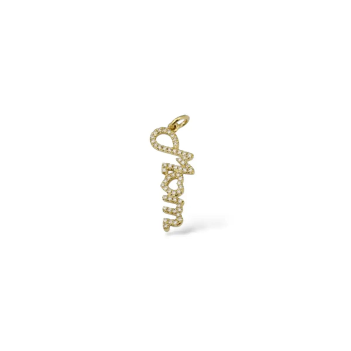 Pavé Diamond Mom Charm Mama Bijoux Fine Jewelry 14k yellow gold natural diamonds