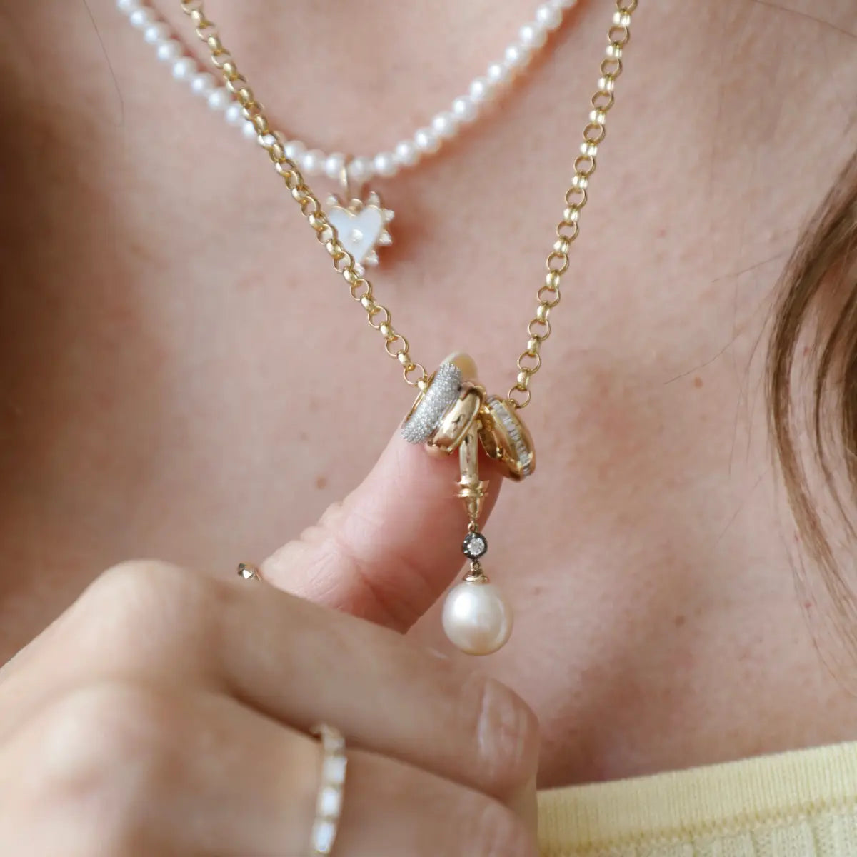 Pavé Diamond & Smooth Gold Large Bead Charm