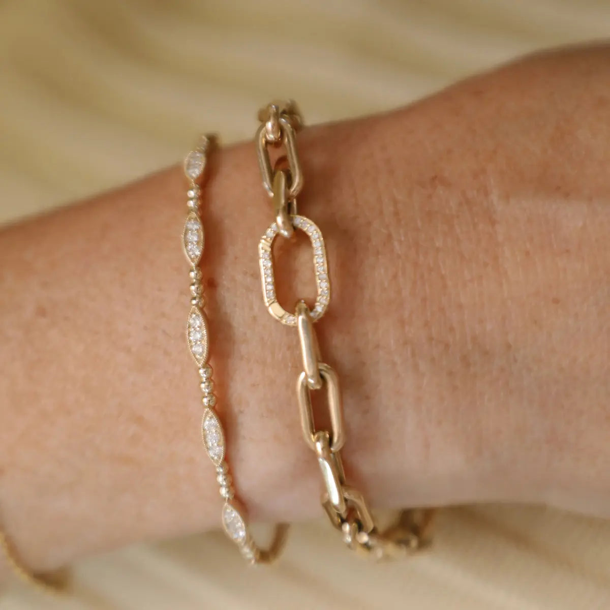 Pavé Oval Paperclip Enhancer Mama Bijoux Fine Jewelry Illusion Marquise Flexible Bangle