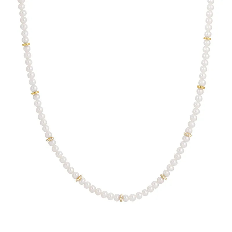 Pearl and Diamond Pavé Bead Necklace-Necklaces-Mama Bijoux