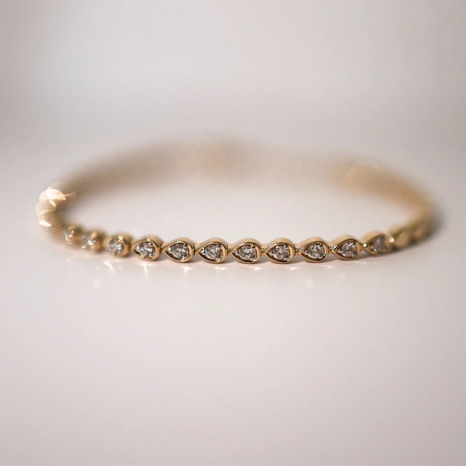 Round Diamond Pear Set Diamond Bracelet-Bracelets-Mama Bijoux