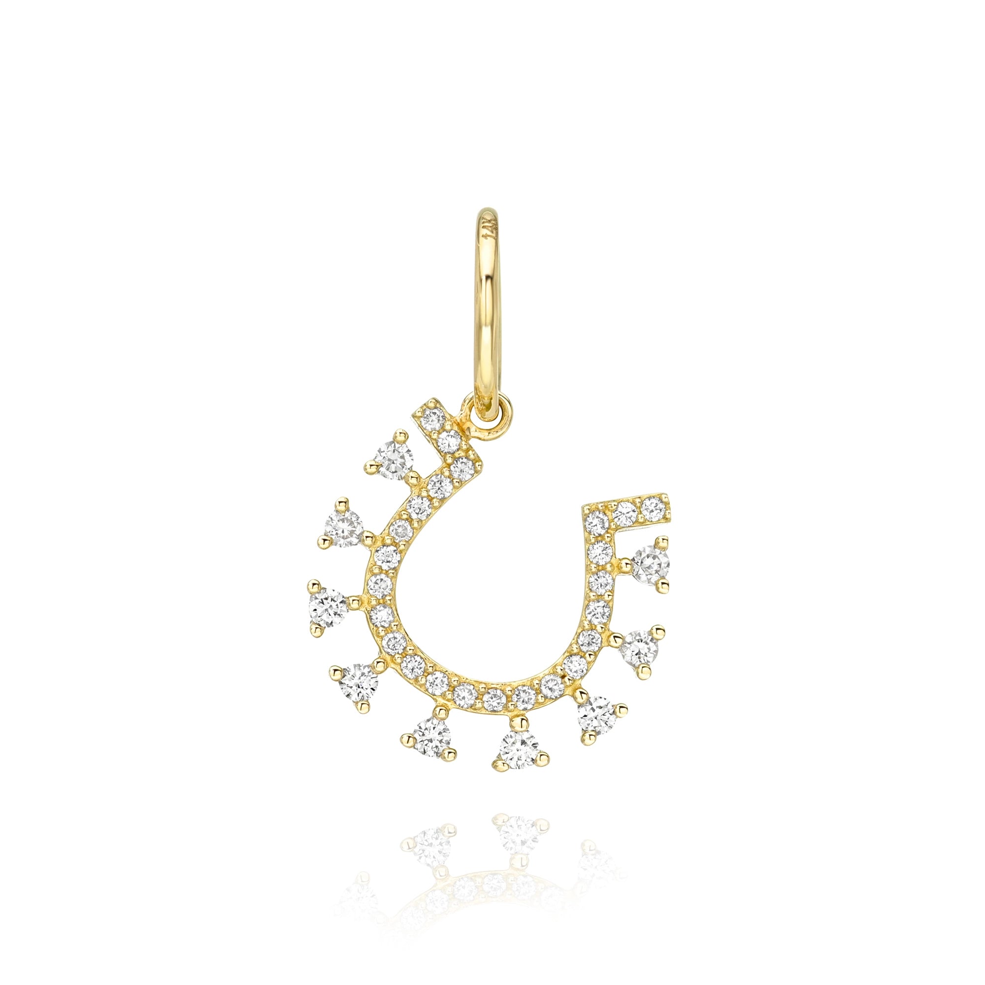 Scattered Diamond Horseshoe Charm Mama Bijoux Fine Jewelry 14k yellow gold natural diamonds