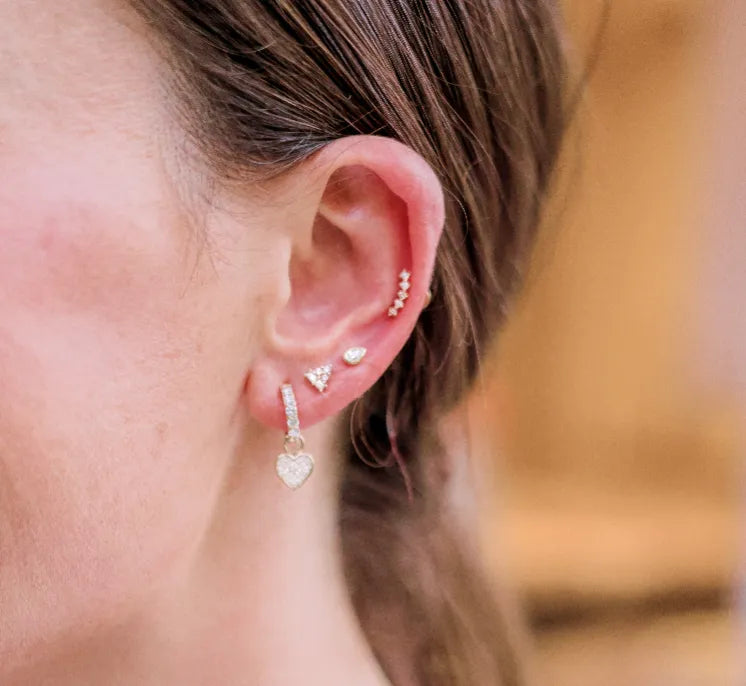 Shared Prong Diamond Crawler Studs (Flat Back)-Earrings-Mama Bijoux
